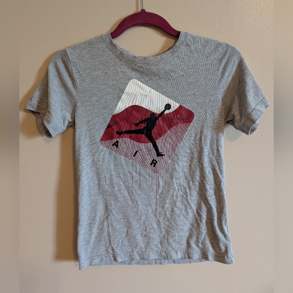 Air Jordan Gray T-Shirt with Red Logo